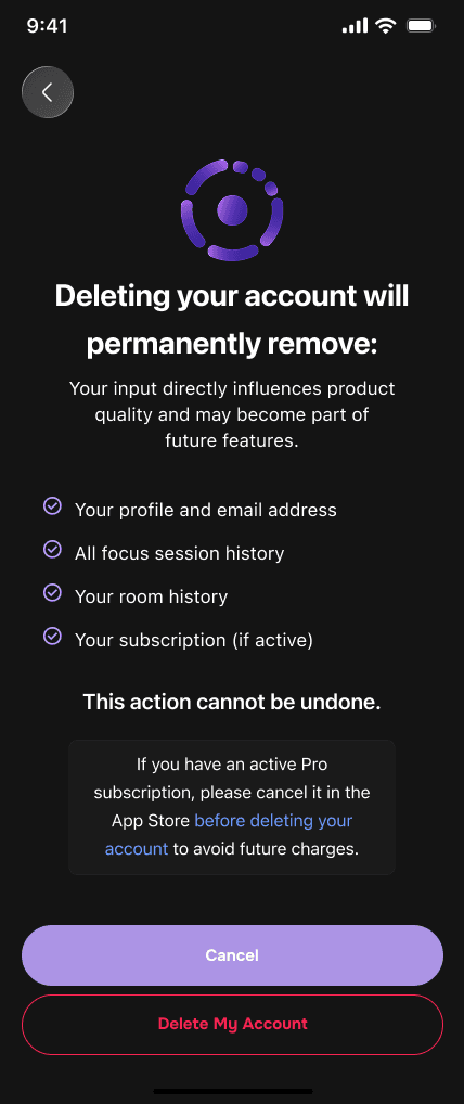 iOS deletion screen listing data to be removed